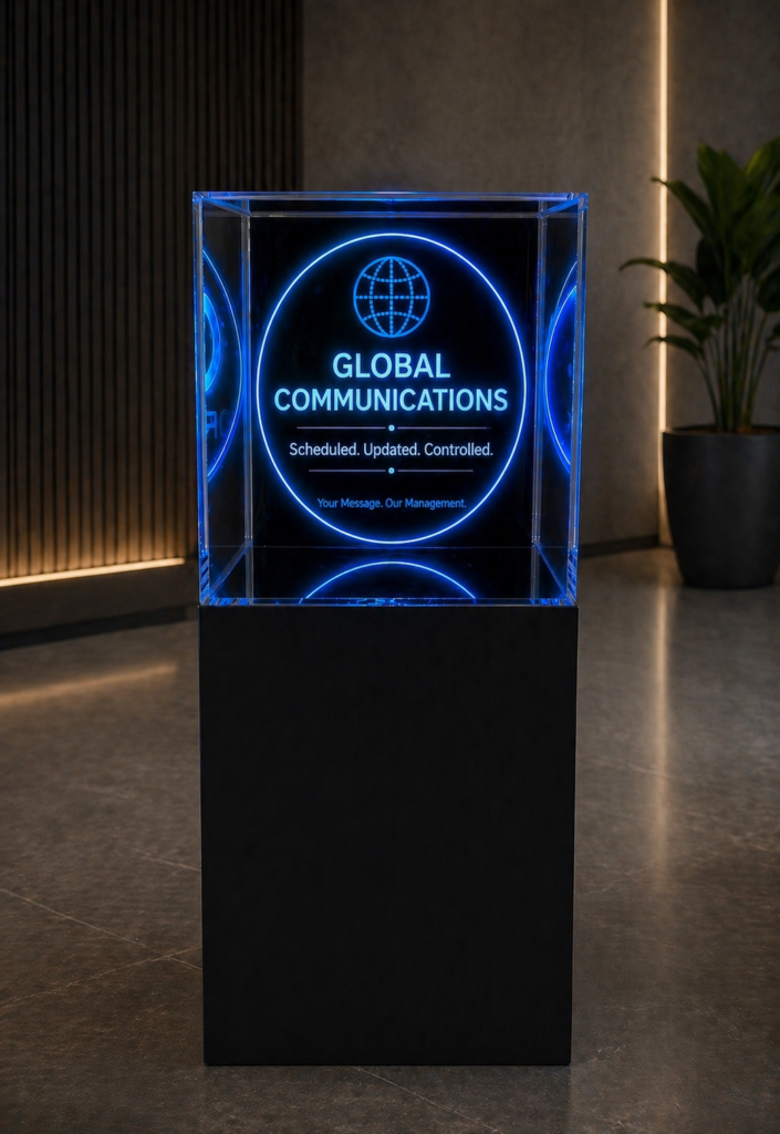 professional content management for hologram box display with dynamic 3D visuals